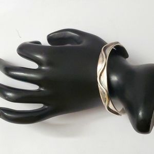 Sterling Silver 925 Handwrought Wave Cuff Bracelet